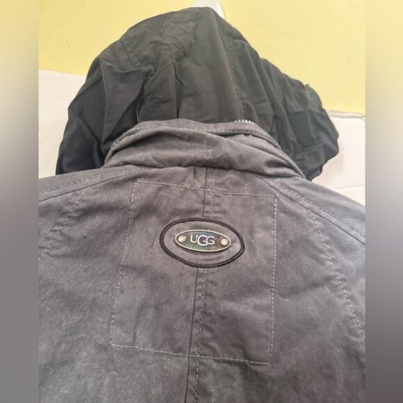 UGG Hallie Waterproof Coated Cotton Cape Poncho Trench Coat Jacket Hood Pocket M - Picture 11 of 16